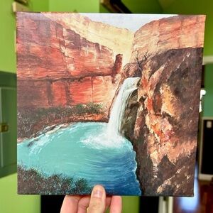 Canyon Adventure Hippie Canvas Mountains Waterfall Wall Decor Art